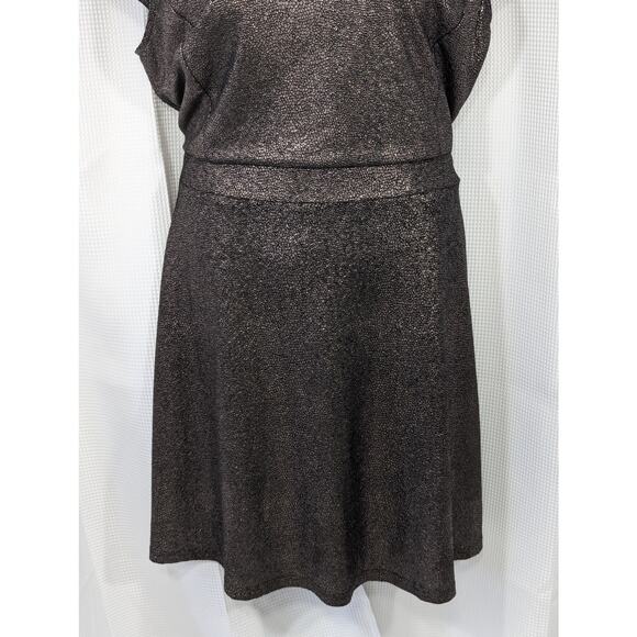 AMERICAN RAG! SHIMMERY TAUPE SPOTTED METALLIC ON BLACK DRESS, TOP! SZ 1X - Picture 4 of 9
